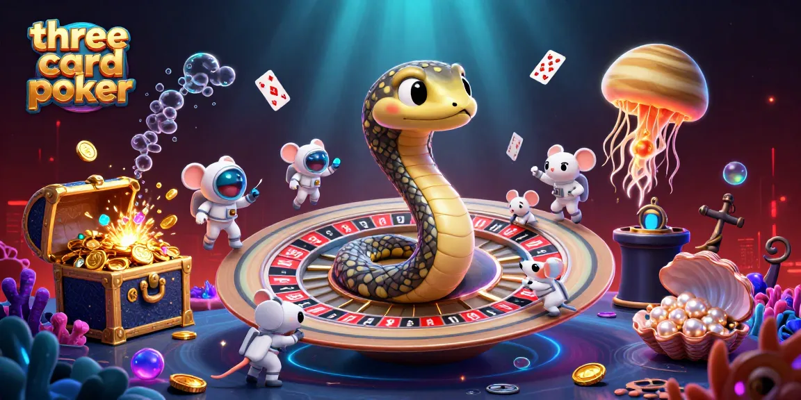 Experience the excitement of three card poker with engaging action in this vibrant casino scene.