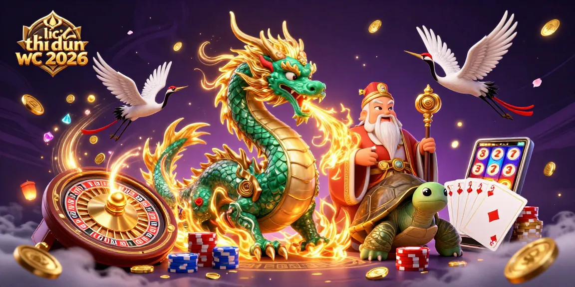 Experience the thrill of lịch thi đấu wc 2026 with a vibrant 3D dragon and casino elements.