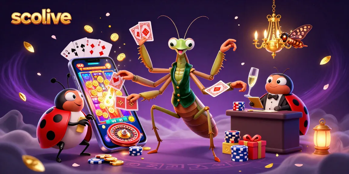 Socolive offers a vibrant online gambling experience with a lively 3D mantis and ladybug characters engaging players.