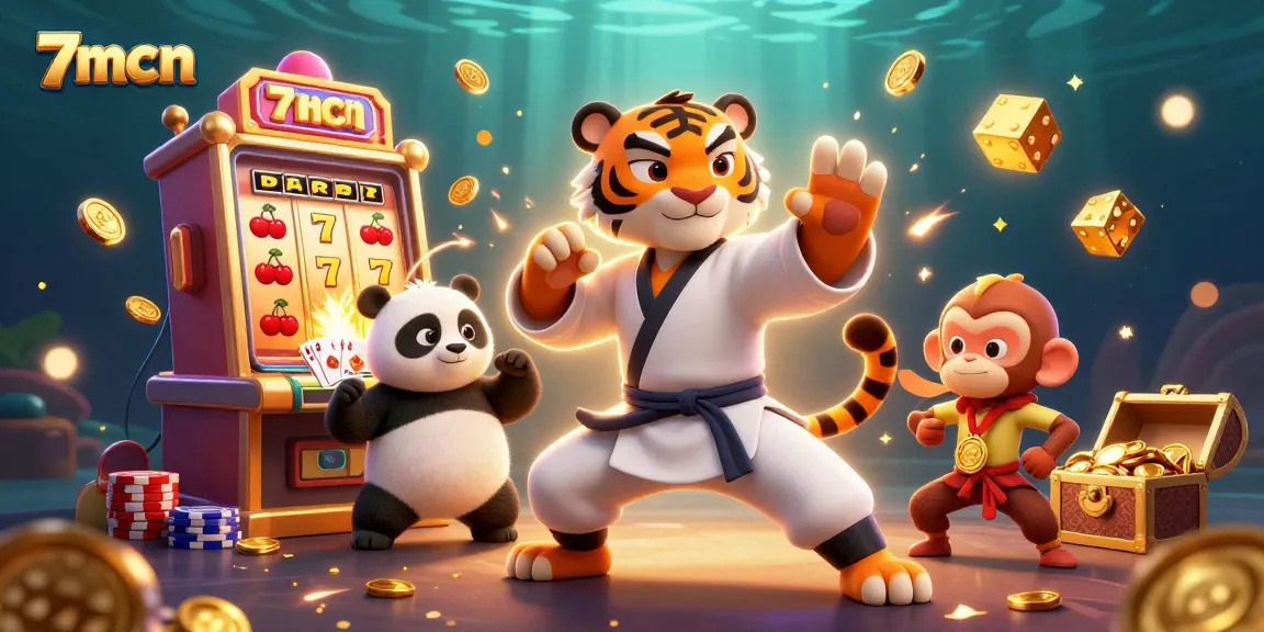 Experience exhilarating wins with 7mcn in an engaging casino scene featuring a kung fu master.