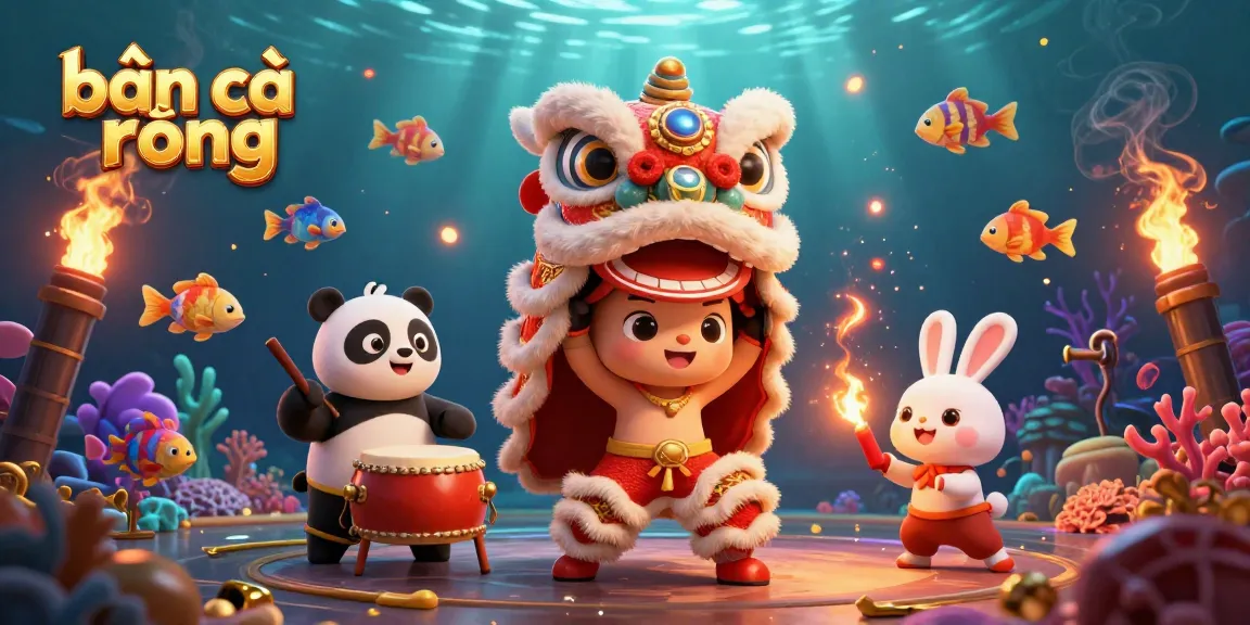 bắn cá rồng game scene featuring characters, underwater elements, and vibrant effects for engaging gameplay.