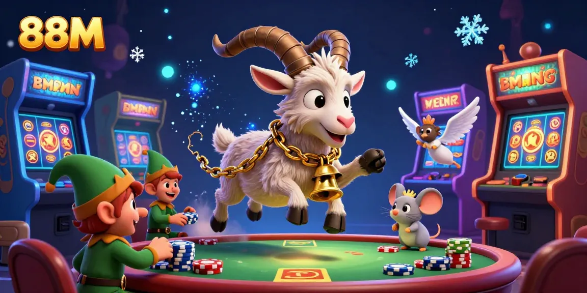 Experience thrilling gameplay at 88M casino with festive characters in an exciting dynamic scene.