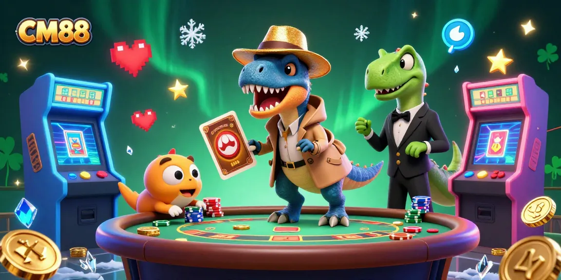 CM88 attracts players with a vibrant blackjack scene featuring a velociraptor and engaging arcade elements.