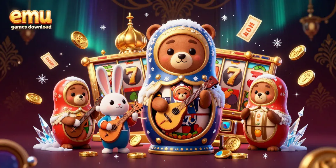 Play emu games download and enjoy a vibrant 3D casino scene with exciting slot elements and characters.
